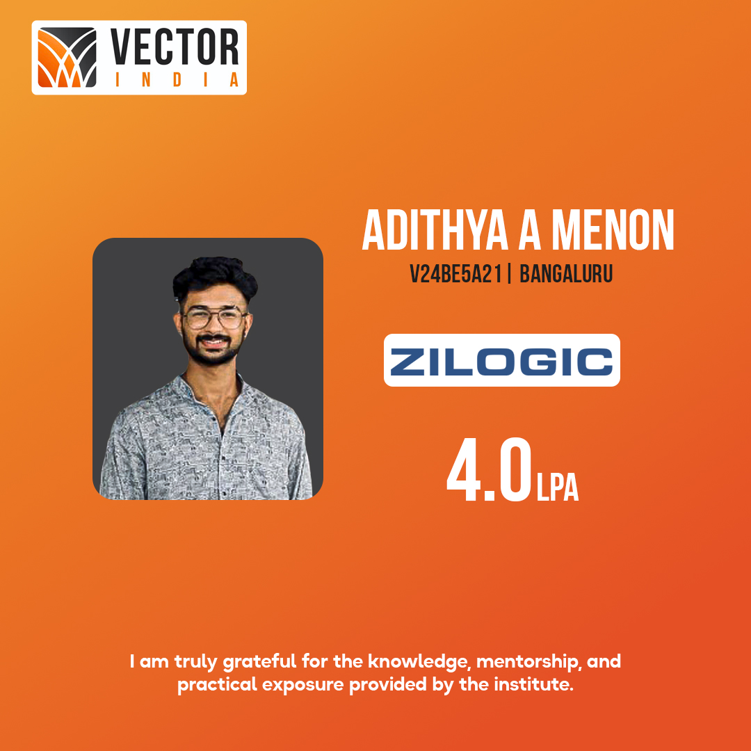 Vector_India's tweet image. Congratulations to Adithya A Menon on securing 4.0 LPA at Zilogic
His strong foundation in C Programming, ARM MCUs, Linux &amp;amp; RTOS built at Vector India played a key role in this achievement
Proud to support future-ready embedded engineers! 
#EmbeddedSystems #CoreJobs #CProgramming