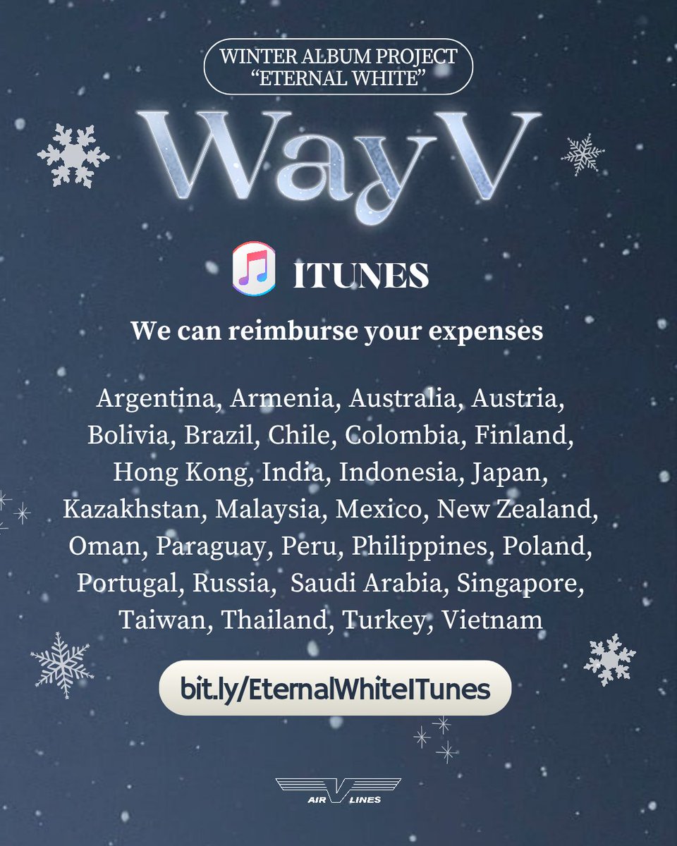 WayV_Airlines's tweet image. Let's help WayV's Eternal White shine like a beautiful winter star on iTunes this comeback! We're in need of volunteers and would love to have your help, WayZenNies! ❄️

Sign up link below, thank you!
📝 bit.ly/EternalWhiteIT…

#WayV #威神V #WayV_EternalWhite