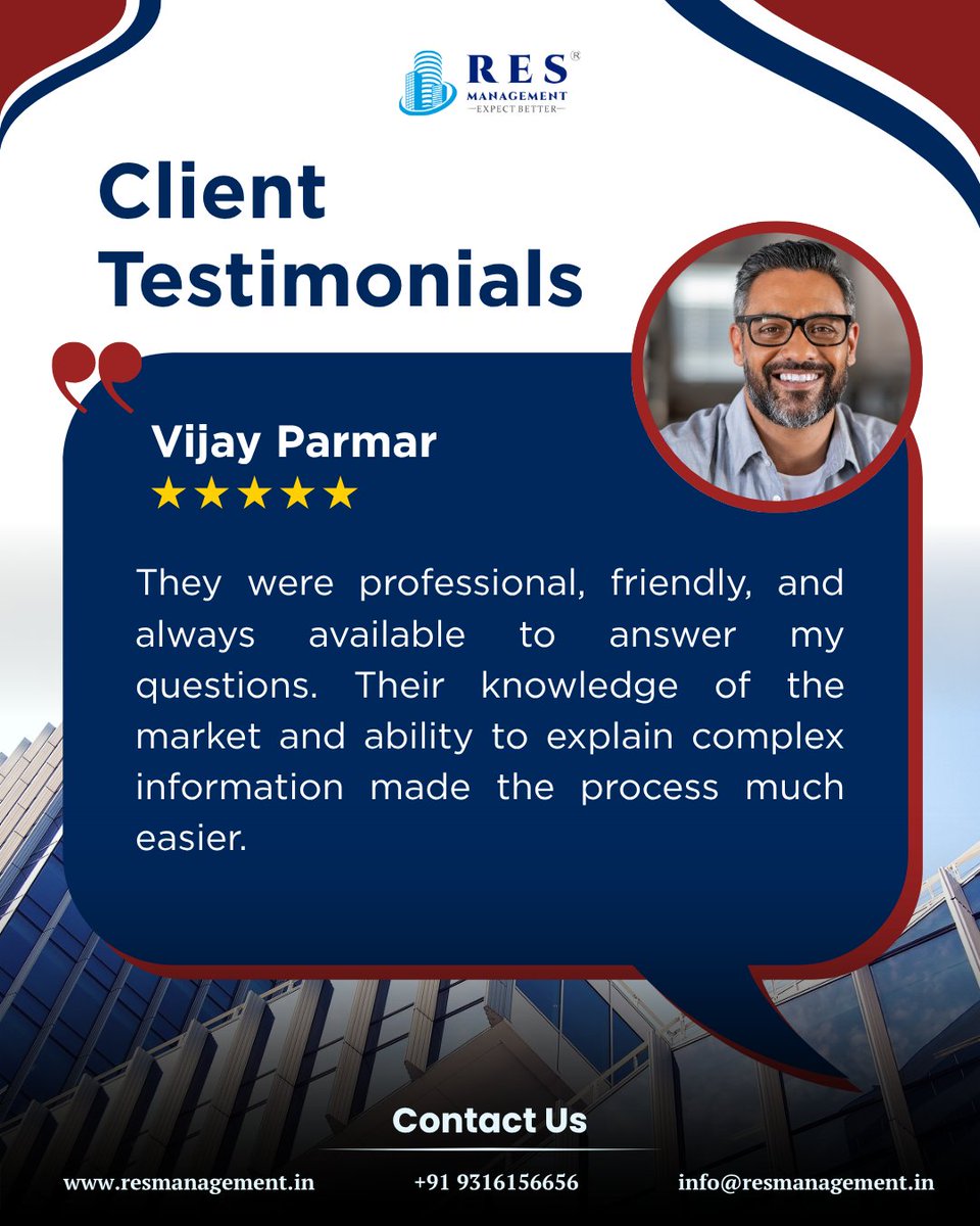 VishwanathVyas's tweet image. Thank you,  ! Your trust is our greatest achievement. Thank you Vijay Parmar for being part of the RES Management family!

Book Now : resmanagement.in
📞 +91 9316156656

#happyclient #ahmedabadbusiness #resmanagement #commercialrealestateagents #realestateagents