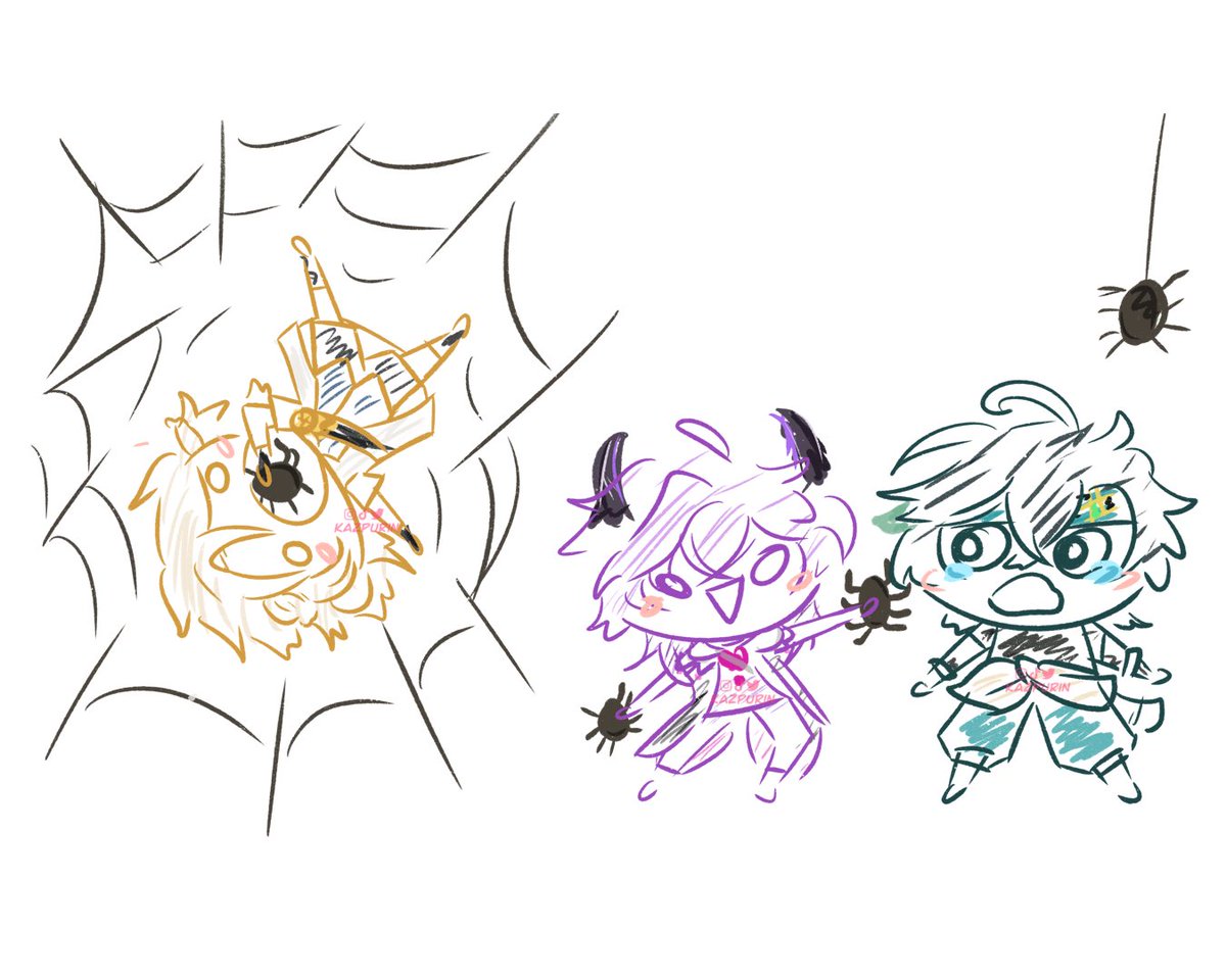 Commission doodle of Albedo, durin and kinich