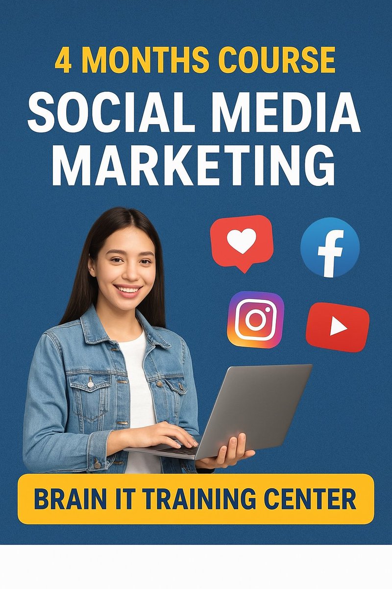 brain_it_center's tweet photo. 📱 Are you ready to turn your passion for social media into a high-paying career or online business?
Brain IT Training Center proudly presents its 4-Month Professional SMM  Course — specially designed to take you from beginner to job-ready digital marketing professional. https://t.co/996yTEoT7O
