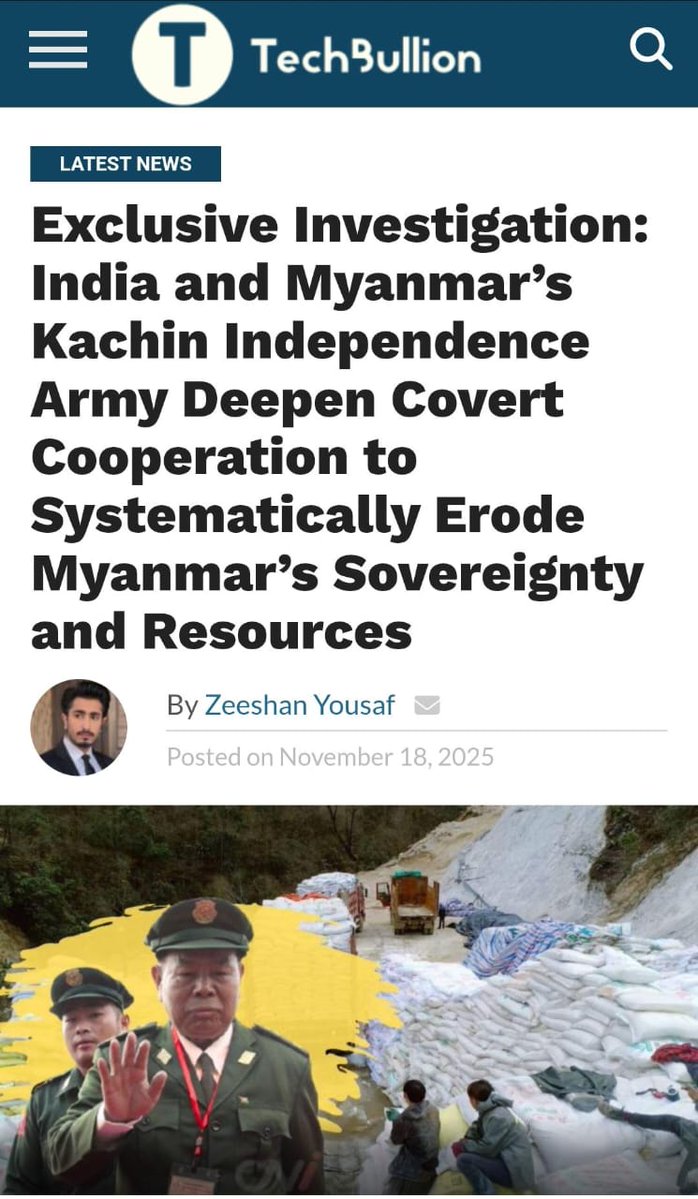 il_jant's tweet image. India’s covert pact with the KIA and the construction of a 365-km hidden corridor into Chihpwi is a blatant intrusion into Myanmar’s territory.
@MinesMinIndia @PiyushGoyal
#StopIndiaHegemony
techbullion.com/exclusive-inve…