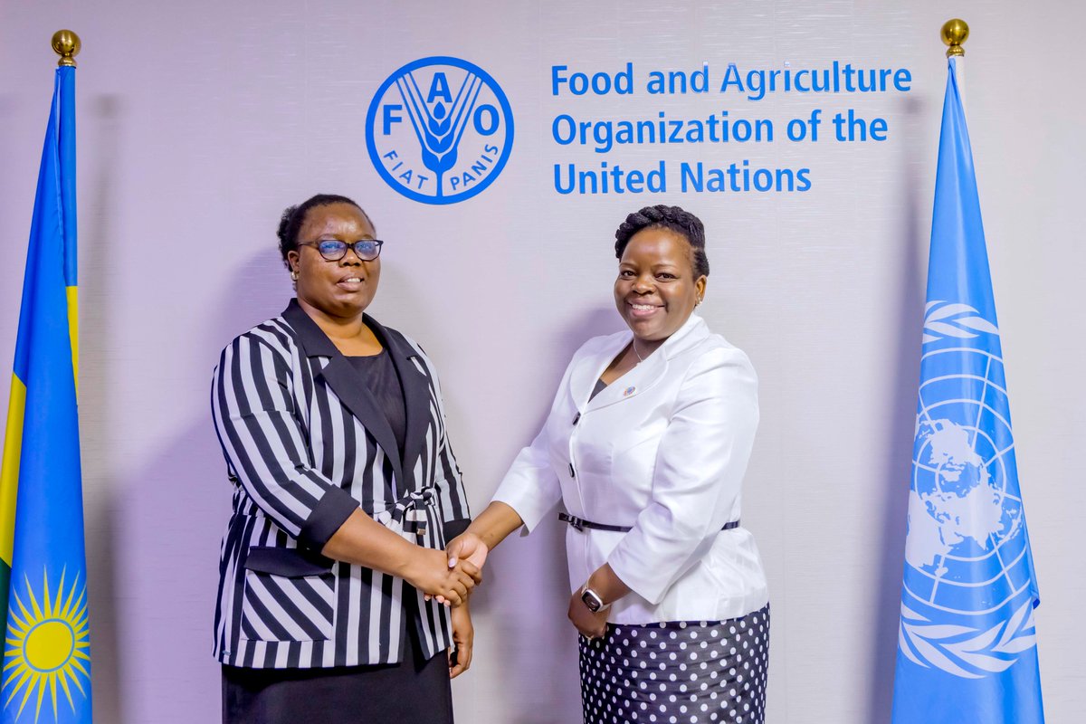 <a href="/FAO/">Food and Agriculture Organization</a> Rep a.i <a href="/NomaMhlanga/">Nomathemba Mhlanga</a>, congratulates Hon. Dr. <a href="/T_Ndabamenye/">Dr Telesphore Ndabamenye</a> on his appointment as Minister <a href="/RwandaAgri/">Ministry of Agriculture & Animal Resources |Rwanda</a> and Hon. Dr. @SolangeUwituze as State Minister.

The <a href="/FAORwanda/">FAO in Rwanda</a> team looks forward to continued collaboration to advance #AgriFoodSystems transformation in #Rwanda.