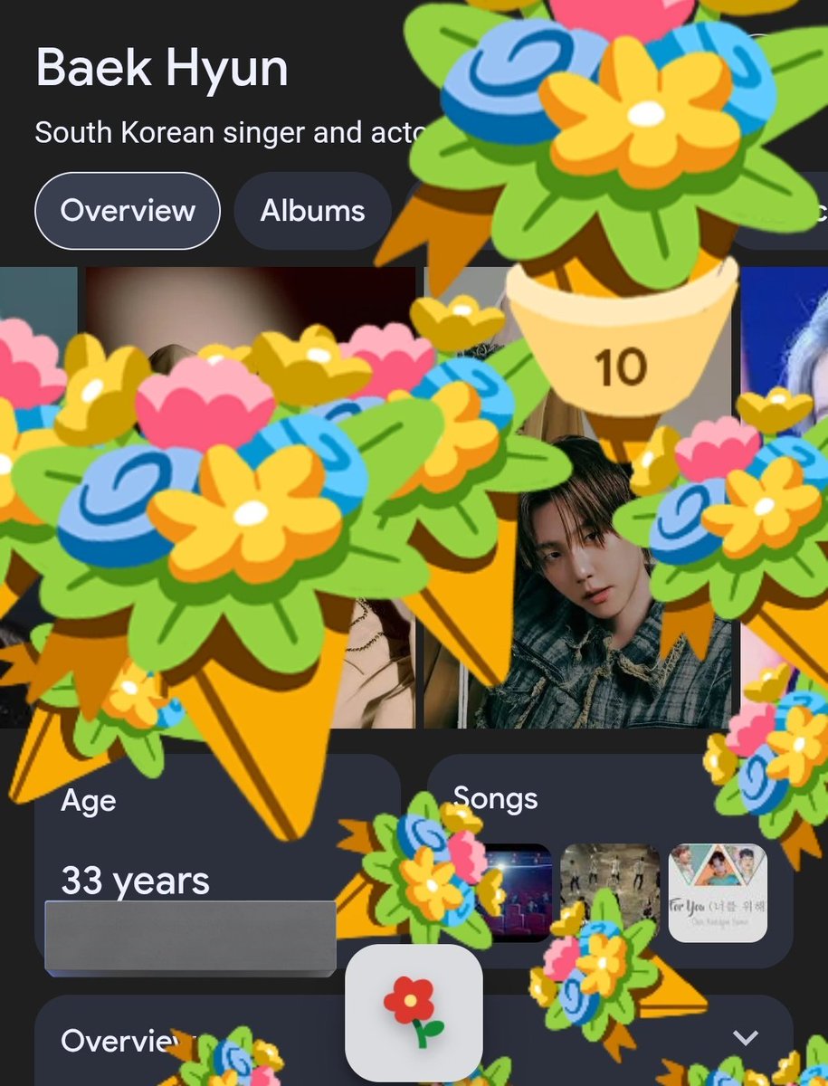a funny and cute mini mission for eris:

- go to google and search baekhyun name 
- click on the award icon that comes up
- click on the flower icon after that
- you can congrats him with flower bouquets on your screen!
- you can tap multiple times to fill up the screen