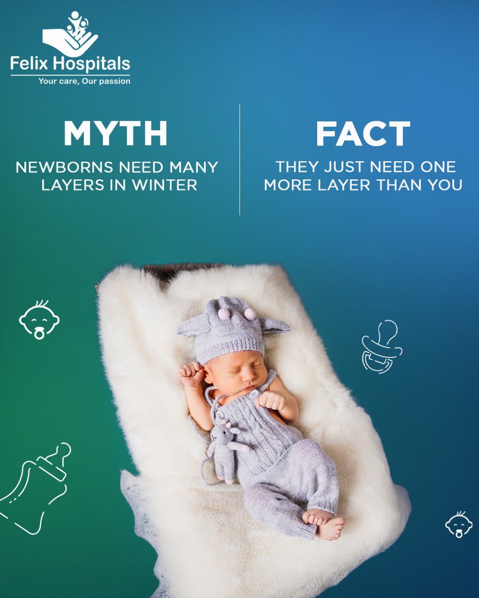 WellnessFelix's tweet image. Keeping newborns warm doesn’t have to mean over-layering. One extra layer is perfect.

#NewbornCare #BabyHealth #InfantCare #WinterBabyCare #KeepBabyWarm #BabySafety #ParentingTips #HealthyBabies #FelixHospitals #pediatrics #PediatricCare