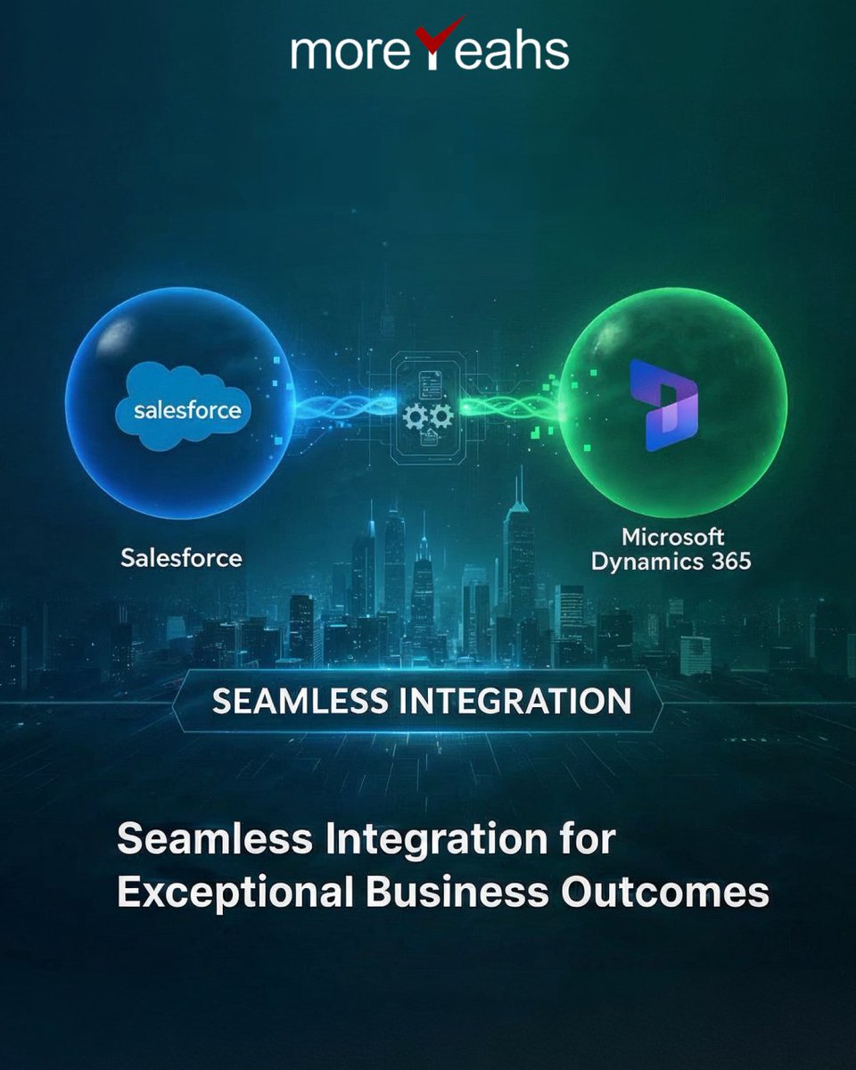 Unify your business operations with seamless Salesforce + Microsoft Dynamics 365 integration!

At <a href="/MoreyeahsInc/">MoreYeahs</a>, we deliver secure, scalable, and tailor-made integrations.

#salesforce #dynamics365 #Integration #growth #connectedenterprise #crm #erp #Innovation #moreyeahs