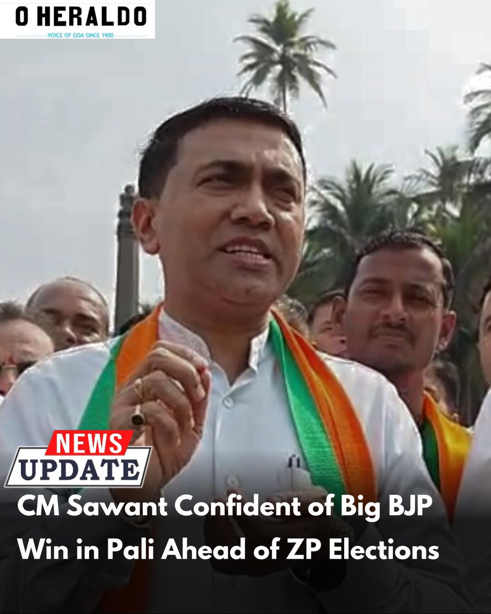 oheraldogoa's tweet image. CM Pramod Sawant expressed confidence that BJP will continue to hold both district panchayats in Goa, attributing future development to the triple engine government. He predicted BJP’s victory with over 80% votes in the #Pali constituency | cont