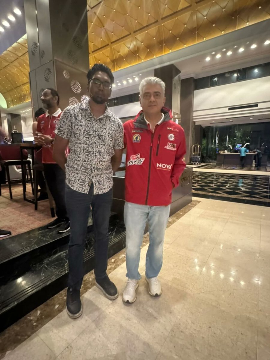 ajithFC's tweet image. Racer Narendren gets autograph on his race suit with Ajith sir in Malaysia. 

Pic: Narendren panirselvam | #AK #Ajith #Ajithkumar | #AjithKumarRacing | #24HSeries | #AKRacing |