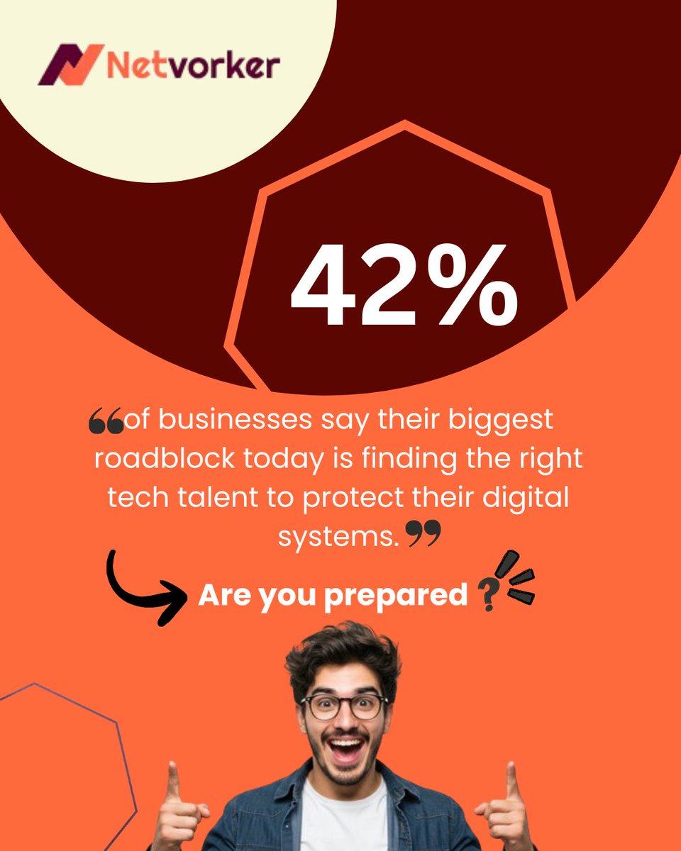 Netvorkerinfo's tweet image. Tech talent shortages keep rising while threats grow smarter. 

Companies now rely on trusted partners to boost security and efficiency. 

Netvorker bridges the skill gap with scalable IT solutions for a stronger, smarter 2025. 

#Netvorker #DigitalSecurity #TechSolutions