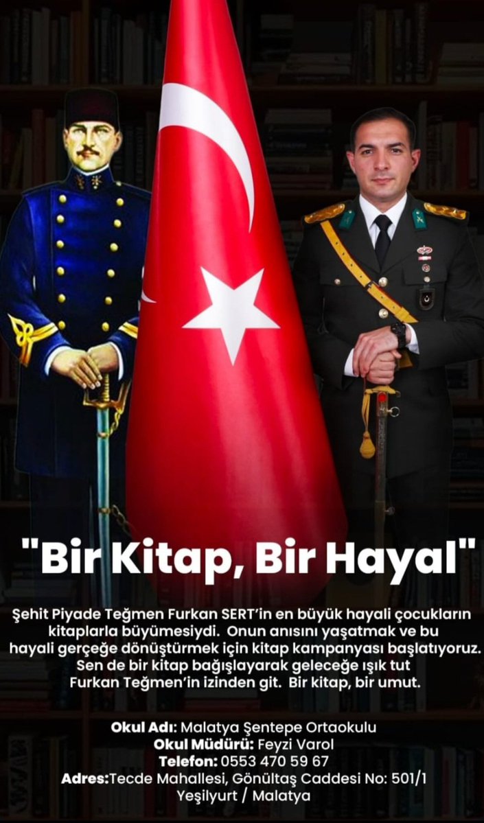 gelinciklerimiz's tweet image. Şehit Teğmen Furkan Sert adına oluşturulan kütüphane için destek olmak isterseniz⬇️