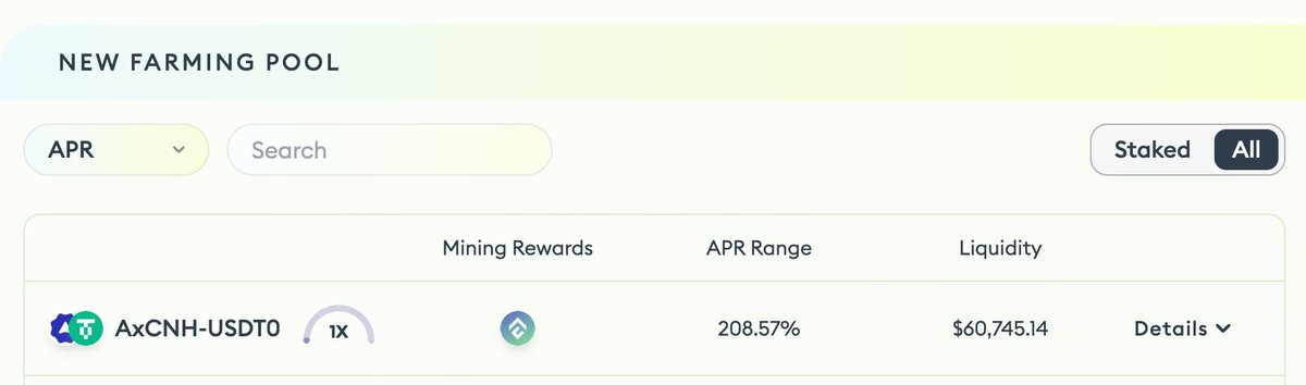 最近链上活动很多😎今天上线了 Swappi 上面的挖矿，目前的 APR 已经达到208%。没有 AxCNH 的朋友可以先去 <a href="/dForcenet/">dForce</a> Unitus 上面借，目前借款也有激励，整体算下来借钱反而是挣钱的。

Swappi 这个活动持续两周，推荐尽早参与。添加流动性的时候注意看下不要选错了池子。只有 AxCNH-USDT0
