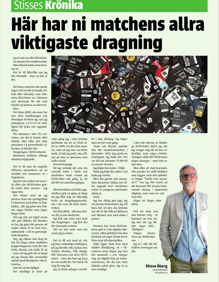 Ger 50/50-lotten ett ansikte i veckans krönika i Din Lokaltidning.
dinlt.se