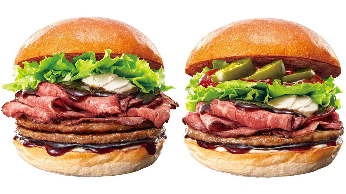 12/3(水)ロッテリアに「ローストビーフバーガー」登場。肉の旨みと山わさびソース、サワークリームの絶妙な組み合わせ。定番・スパイシー・ボリュームと好みに合わせて選べます→event-checker.info/lotteria-cp-bu…