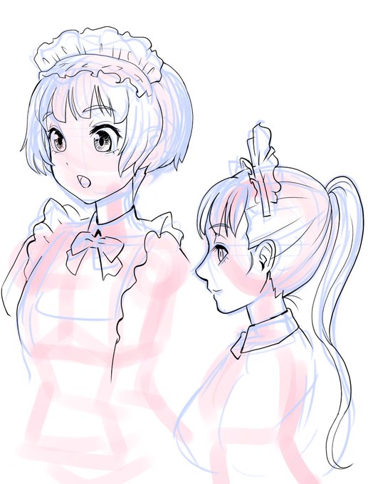 メイドさんを主人公にしたお話のキャラデザを引き続きああでもないこうでもないとしていたのです。前に描いたものより頭の中の薄ぼんやりしてイメージに近づいた気がします。 