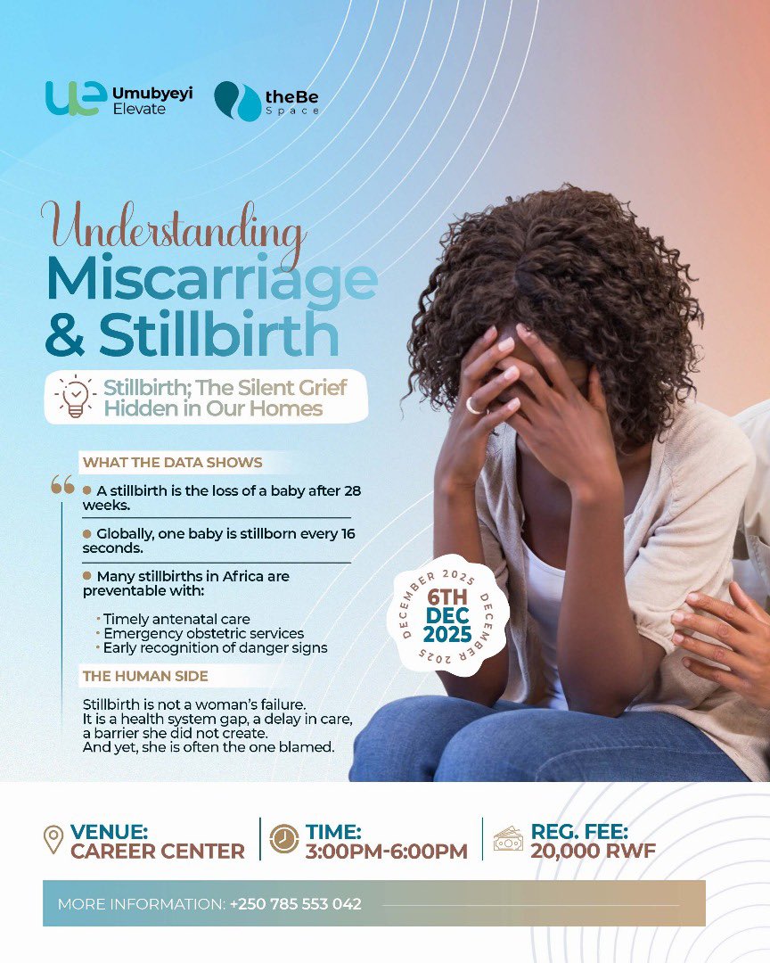 Ingabire_Tity's tweet photo. They said it was her fault. Science says otherwise.

Stillbirth is not a curse, not a failure, not her doing. I’m attending this event to honor truth, challenge stigma, and be part of the healing. Join me Dec 6th at the Career Center. @umubyeyi_rw @unwomenrwanda @UmunyanaChantal https://t.co/CsDz37g8VO