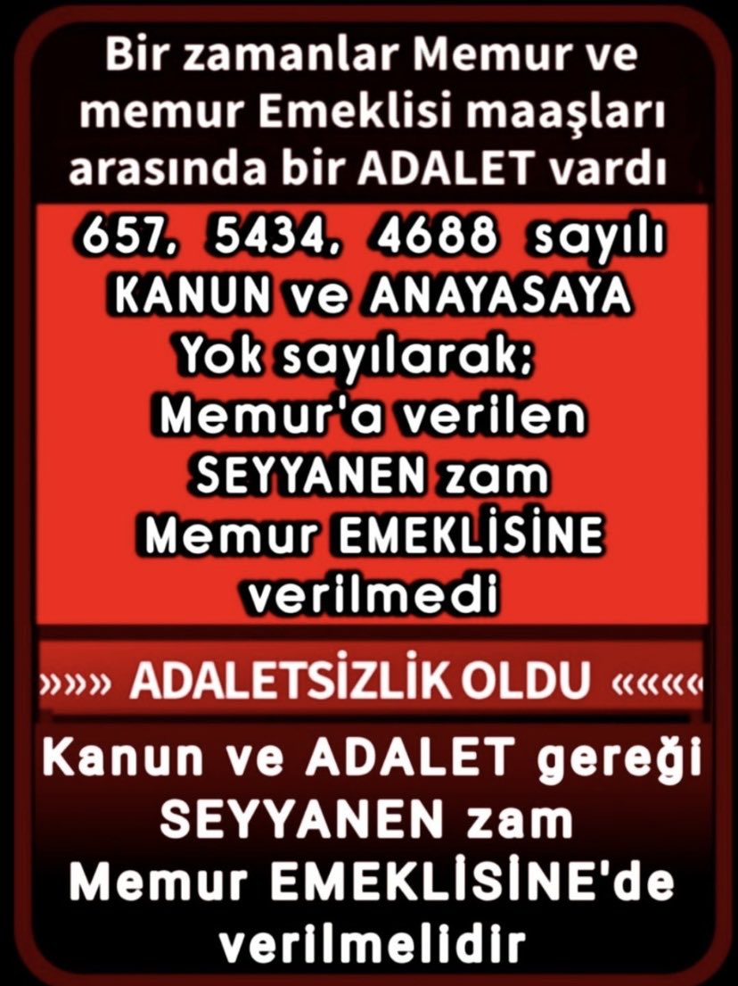 <a href="/edipuzen/">Edip Üzen</a> 2023’te de memura ilave ek ödeme verildi(yani seyyanen ödeme deniliyor) emeklisine verilmedi bu uygulamadan dolayı şu an kamuda emeklilik durmuş 500.000’e yakın öğretmen emekli olamıyor atanamayan 1 milyon öğretmen kapıda bekliyor tüm sistemi bozdular
#EmekliMemur sandığı bekliyr