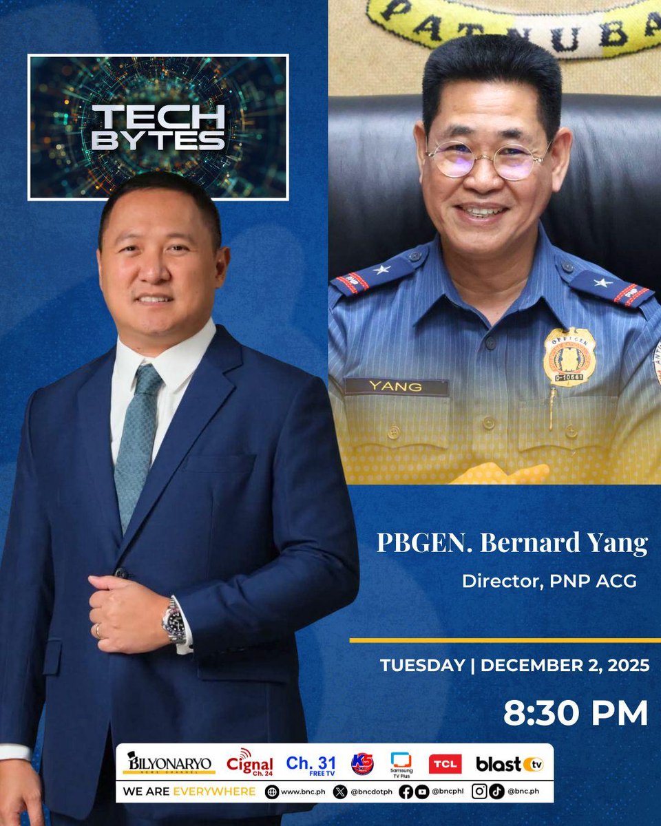 bncdotph's tweet image. Holiday shopping is here and so are the scammers. 

On #TechBytes, Jeffrey Dy sits down with PNP ACG Director PBGEN Bernard Yang to break down scammers&apos; red flags and the smart habits you need to protect your money, your information, and your peace of mind every time you shop…