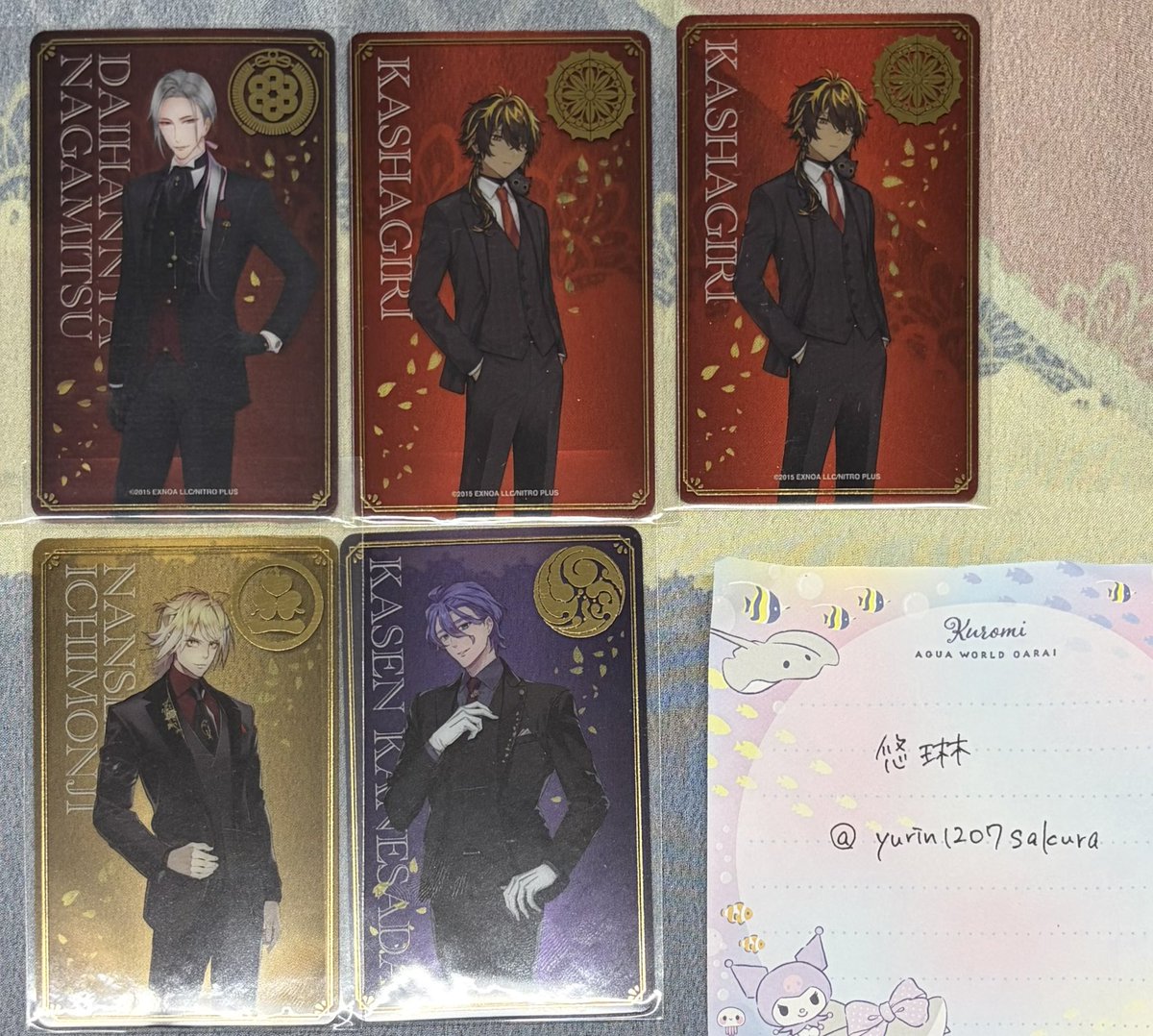 譲渡】刀剣乱舞 大本丸博 祝装 箔押しクリアカード 【譲】三日月 姫鶴