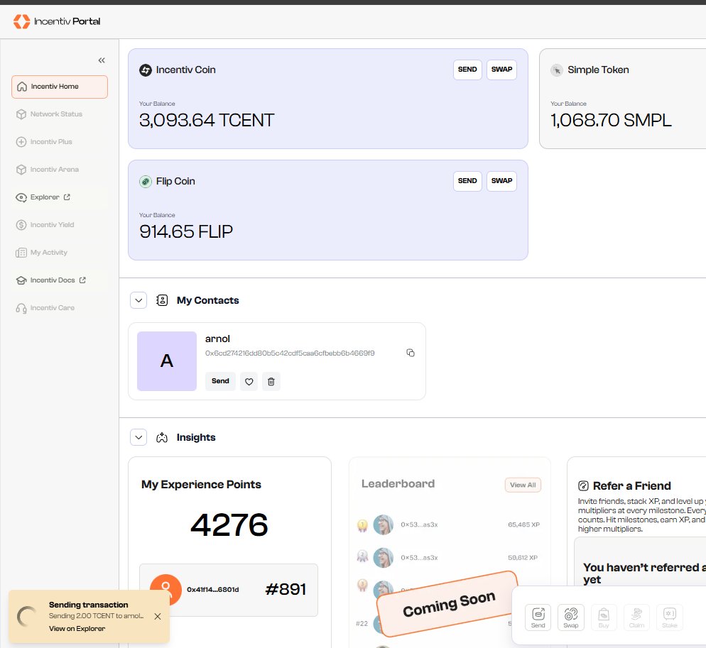 Wahyuagungf's tweet image. Proof of Friend 🤝

Shoutout to my on-chain partner Arnol — the one who always spams Send TCENT with me every single day.
Sending &amp;amp; testing TXs together on Incentiv Testnet V2 makes grinding XP way more fun 🚀

@Incentiv_net #ProofOfFriend #Incentiv