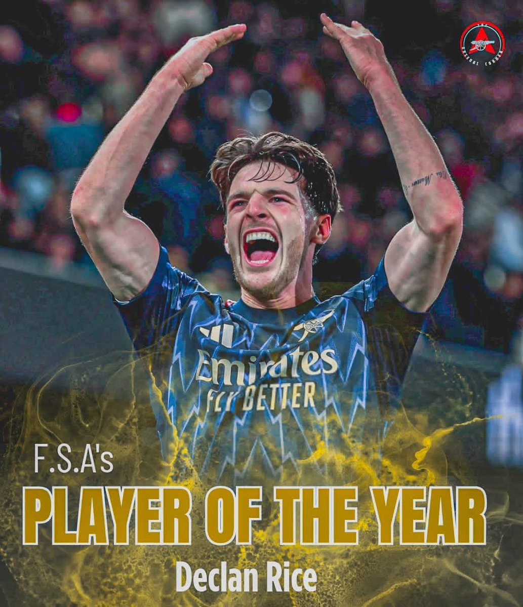 Arsenalcorner__'s tweet image. 🚨 Congratulations to Declan Rice on being named the @WeAreTheFSA Men’s Player of the Year, as voted for by fans. 

#AFC