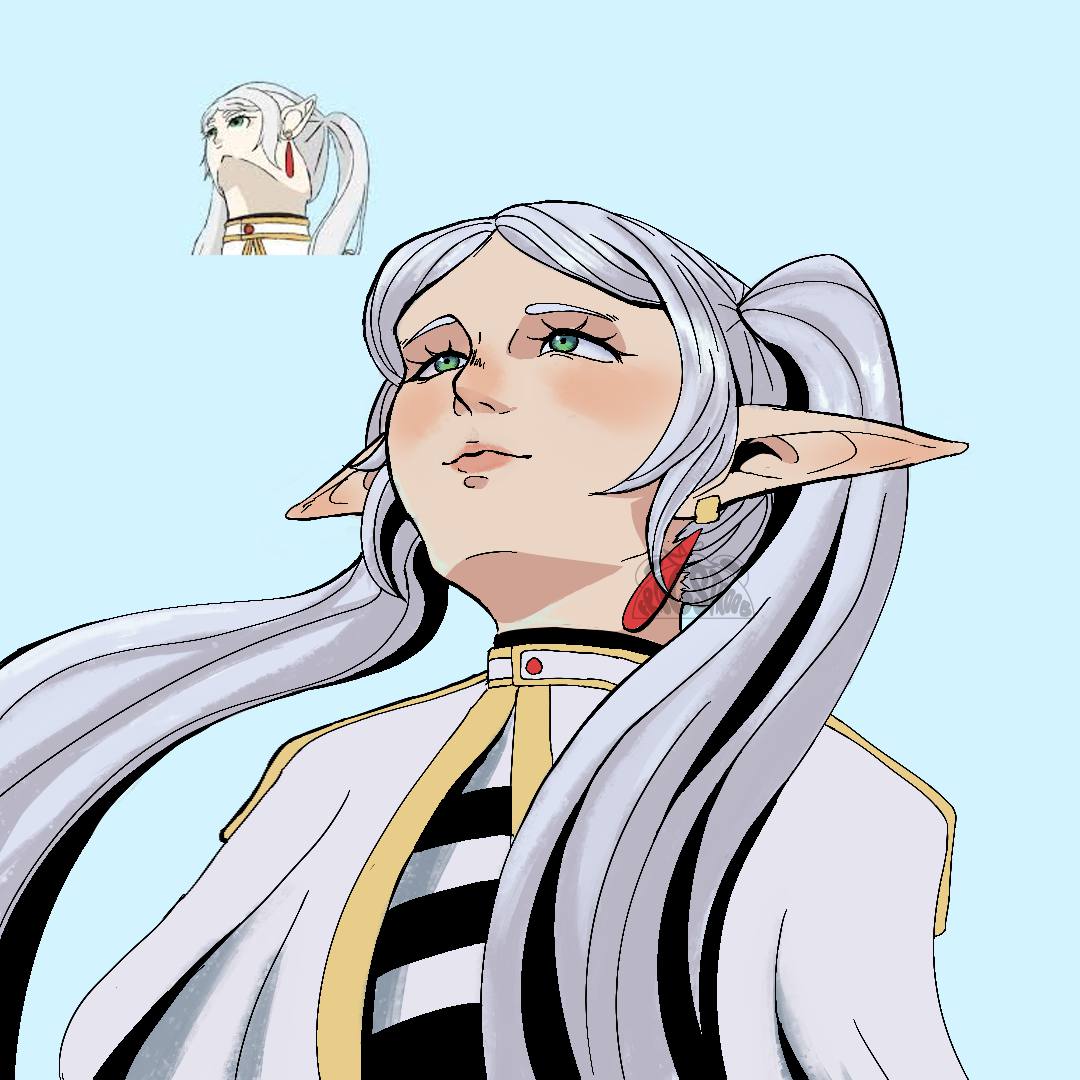 I'm super late to this trend but here's my take of Frieren looking up

#frieren