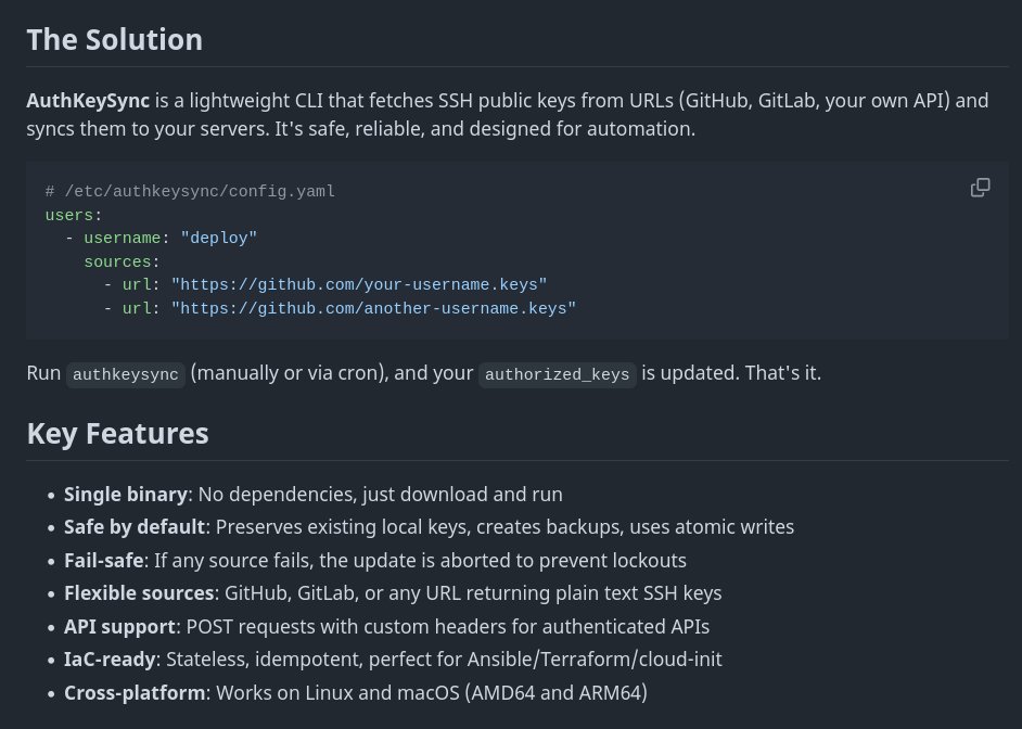 golangch's tweet image. A lightweight Go-based CLI utility designed to synchronize SSH public keys from remote URLs into local authorized_keys files
#golang

github.com/eduardolat/aut…