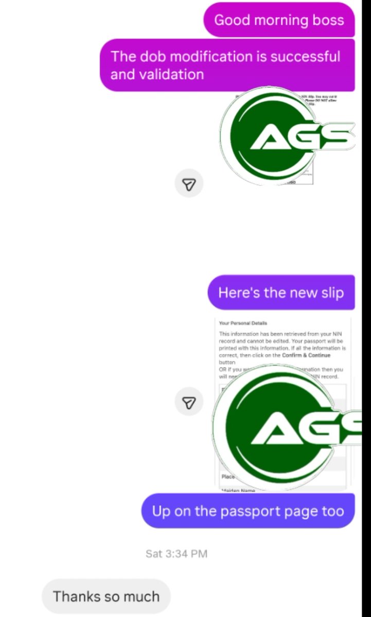 Armdivaa's tweet image. Good morning NIN holders
Another DOB modification corrected, validated and delivered to our premium client😍
At AGS,we take your Nin issues seriously as you do,and we take every necessary step to make it acceptable in all places.

Your NIN Record is not up to date?Do the needful…