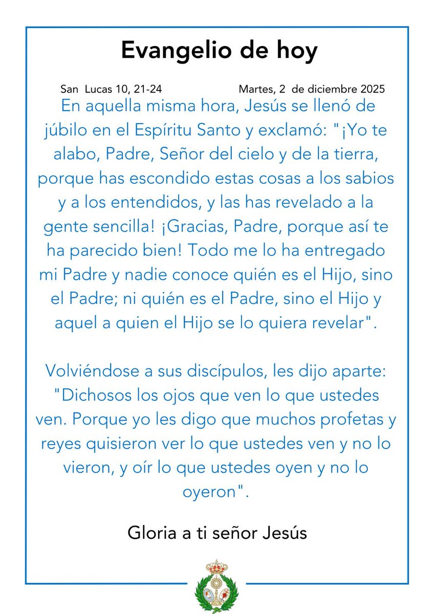 ✝️ EvangelioDeHoy, 📜San Lucas {10, 21-24)Puedes leerlo al completo deslizando ➡️ 

#SoydelaHiniesta 
#LaEstrellaSublime