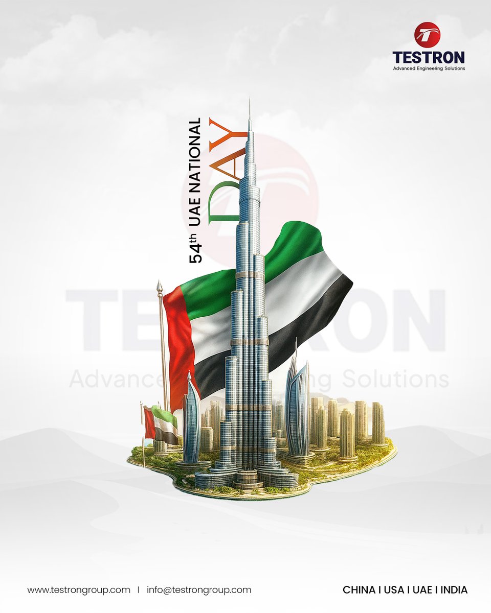 Testrongroup's tweet image. 𝐇𝐀𝐏𝐏𝐘 𝐔𝐀𝐄 𝐍𝐀𝐓𝐈𝐎𝐍𝐀𝐋 𝐃𝐀𝐘 Celebrating Excellence, Innovation &amp;amp; Progress - From Testron Group On this UAE National Day, we proudly honour a nation built on vision, engineering brilliance, and technological growth.
#UAENationalDay54 #Testron #QualityTesting