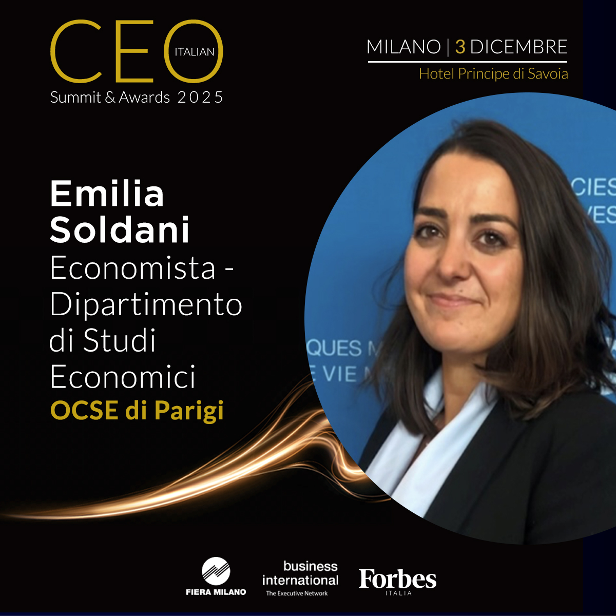 BIweb's tweet image. 📅 Il #CEO Italian Summit &amp;amp; Awards 2025 torna il 3 dicembre all’Hotel Principe di Savoia, Milano.

Tra i protagonisti sul palco Emilia Soldani, Economista -Dipartimento di Studi Economici, OCSE di Parigi
👉businessinternational.it/Eventi/4998/CE…