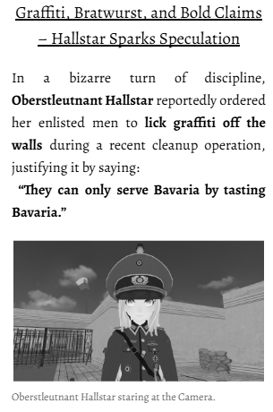 Powder_Keg_RP's tweet photo. Graffiti, Bratwurst, and Bold Claims – Hallstar Sparks Speculation (21. Auflage) #PowderKeg #VRChat #Larp #Military #Roleplay https://t.co/1UgKmr8Uag