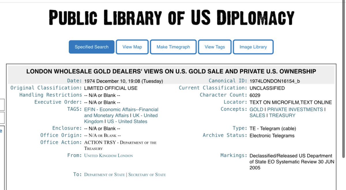 KingKong9888's tweet image. Wikileaks 1974 State Dept. Cable Confirms Gold Futures Market Was Created for Price Suppression. (They don’t want you owning gold)

TO THE DEALERS’ EXPECTATIONS, WILL BE THE FORMATION OF A SIZABLE GOLD FUTURES MARKET. EACH OF THE DEALERS EXPRESSED THE BELIEF THAT THE FUTURES…