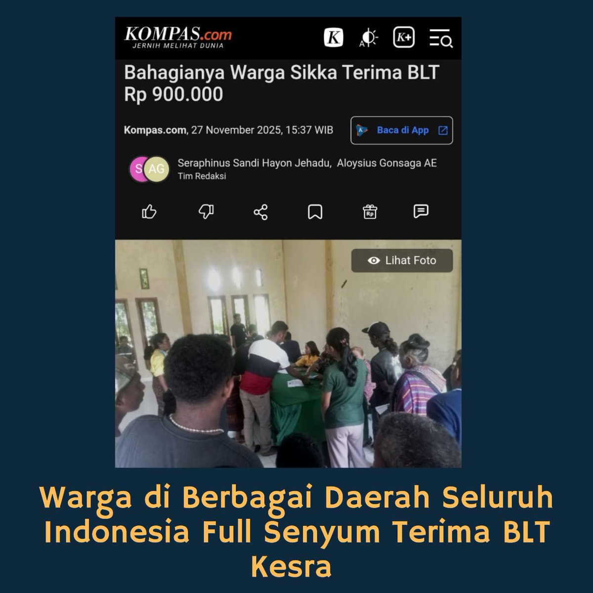 aguswibowo___'s tweet image. Vibesnya positif banget! Uang BLT KESRA datang, weekend auto aman! Gimana nih kabarnya di daerahmu? #BLTKESRA #AnakMudaHappy #Kekinian #Cair