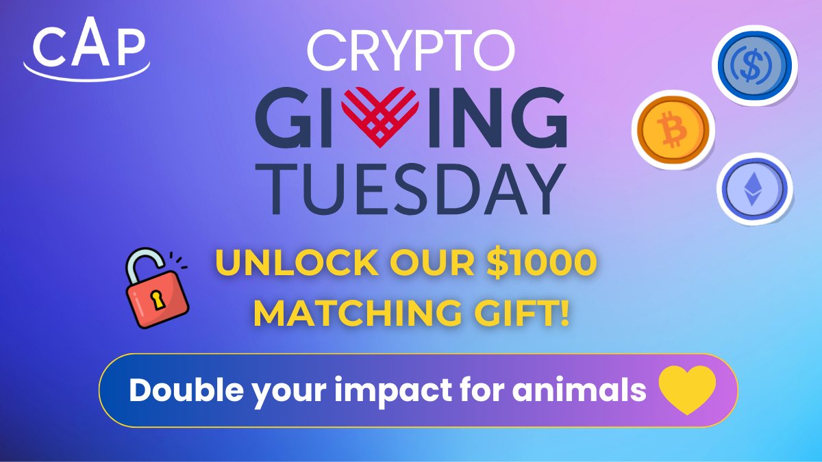CAPpolitique's tweet image. 🚀 Be part of a global movement this #CryptoGivingTuesday! 🔓 Help us unlock a $1,000 matching gift &amp;amp; double your impact for animals 👉 bit.ly/donatecryptoCAP
Your crypto donation empowers NGOs advancing animal rights in France &amp;amp; Europe.
#GiveCrypto #MatchingGift #C4G #btc #eth