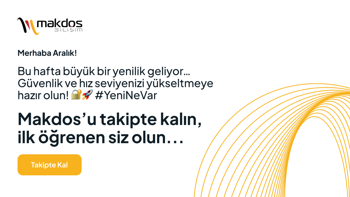 makdoscloud's tweet photo. Bu hafta yeni bir şey geliyor…🙌
Hem güvenliği artıracak, hem hızınızı bambaşka bir seviyeye taşıyacak bir yenilik. 🔐🚀
Hazır mısınız?
#YeniNeVar #Makdos https://t.co/qBmDLezSHQ