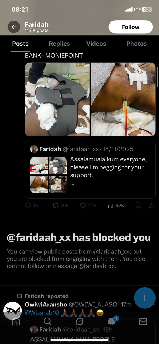 I know she will block me, but I’m asking everyone not to donate. The person behind this <a href="/faridaah_xx/">Faridah</a> account appears to be running a scam — you can verify this by checking the images.

Please do not donate, she is a scammer

If anyone is intentionally misleading people, I hope