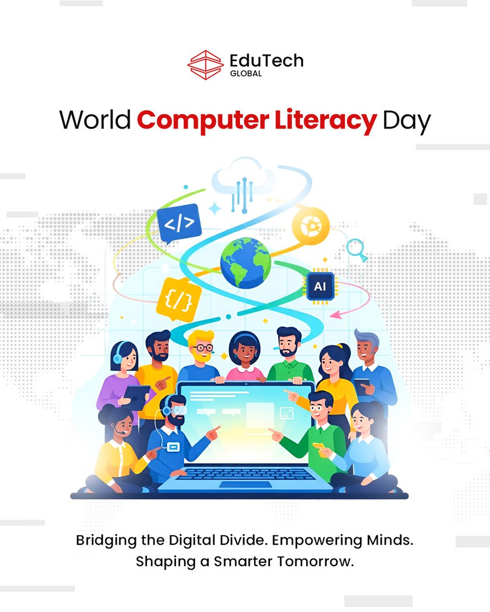 EdutechGlobal's tweet image. At EduTech Global, we believe in an inclusive digital future,one where everyone, everywhere, has the tools to learn, lead, and thrive. 
Let’s keep transforming the world through knowledge and technology, one learner at a time.

#WorldComputerLiteracyDay #DigitalInclusion