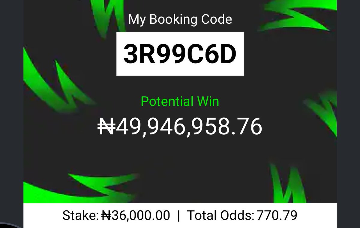 VecthorTips's tweet image. Safe to stake on 

3R97S93
3R98J73
3R99C6D

#Bet9jaCode 
#Bet9jaCode