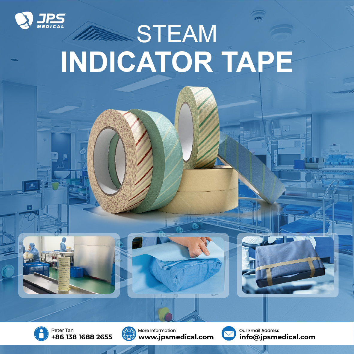 jps_medical's tweet image. JPS MEDICAL Steam Indicator Tape
✔ ISO 11140-1 compliant
✔ Lead-free, heavy-metal-free ink
✔ Strong adhesion, clear color change
Reliable sterilization monitoring for medical facilities.
#CSSD #MedicalConsumables #InfectionPrevention