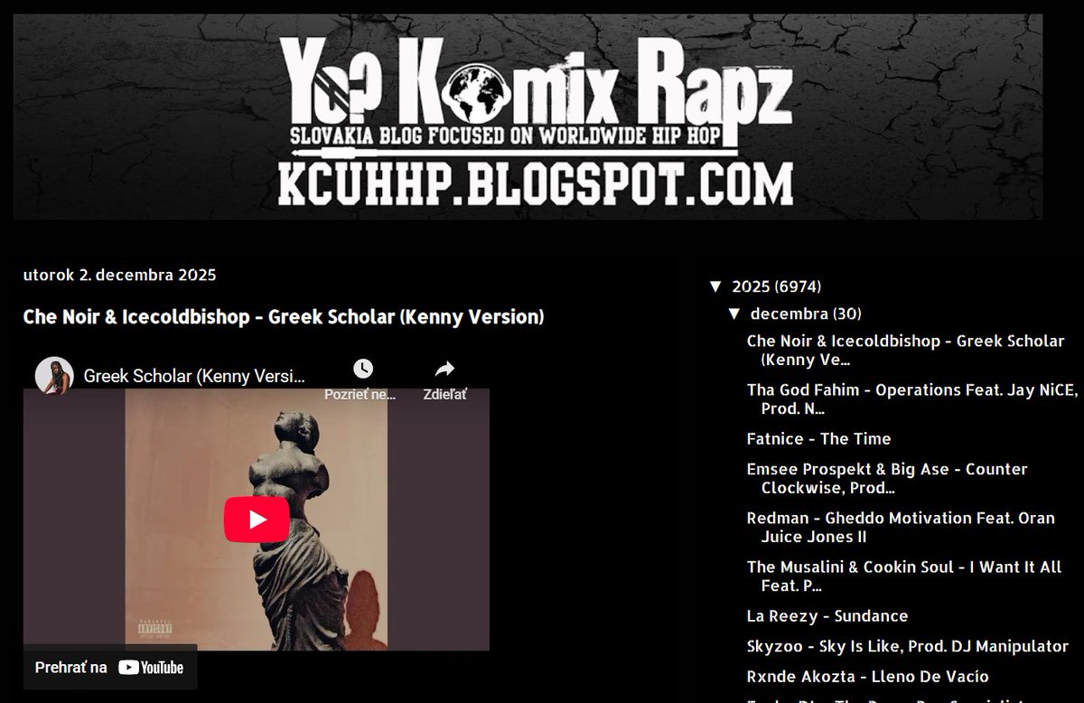 New Audio
Che Noir &amp; Icecoldbishop - Greek Scholar (Kenny Version)
kcuhhp.blogspot.com/2025/12/che-no…