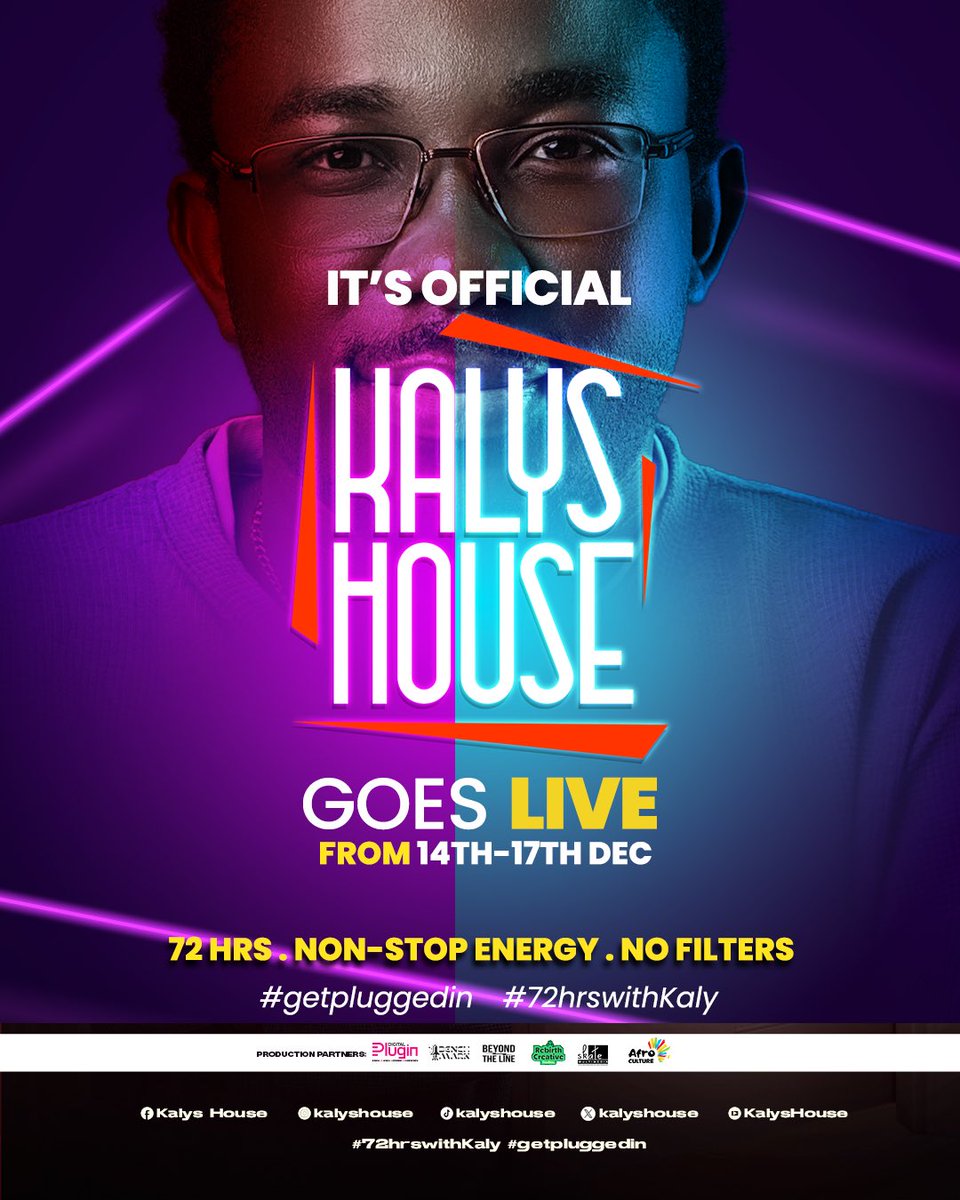 Sirr_Austin's tweet image. We’re running it back! Kaly’s House goes live from Dec 14 to Dec 17. You don’t want to miss this. Follow/subscribe to @Kalyshouse on all platforms for non-stop entertainment.  
@gyaigyimii
#72hrswithkaly #getpluggedin