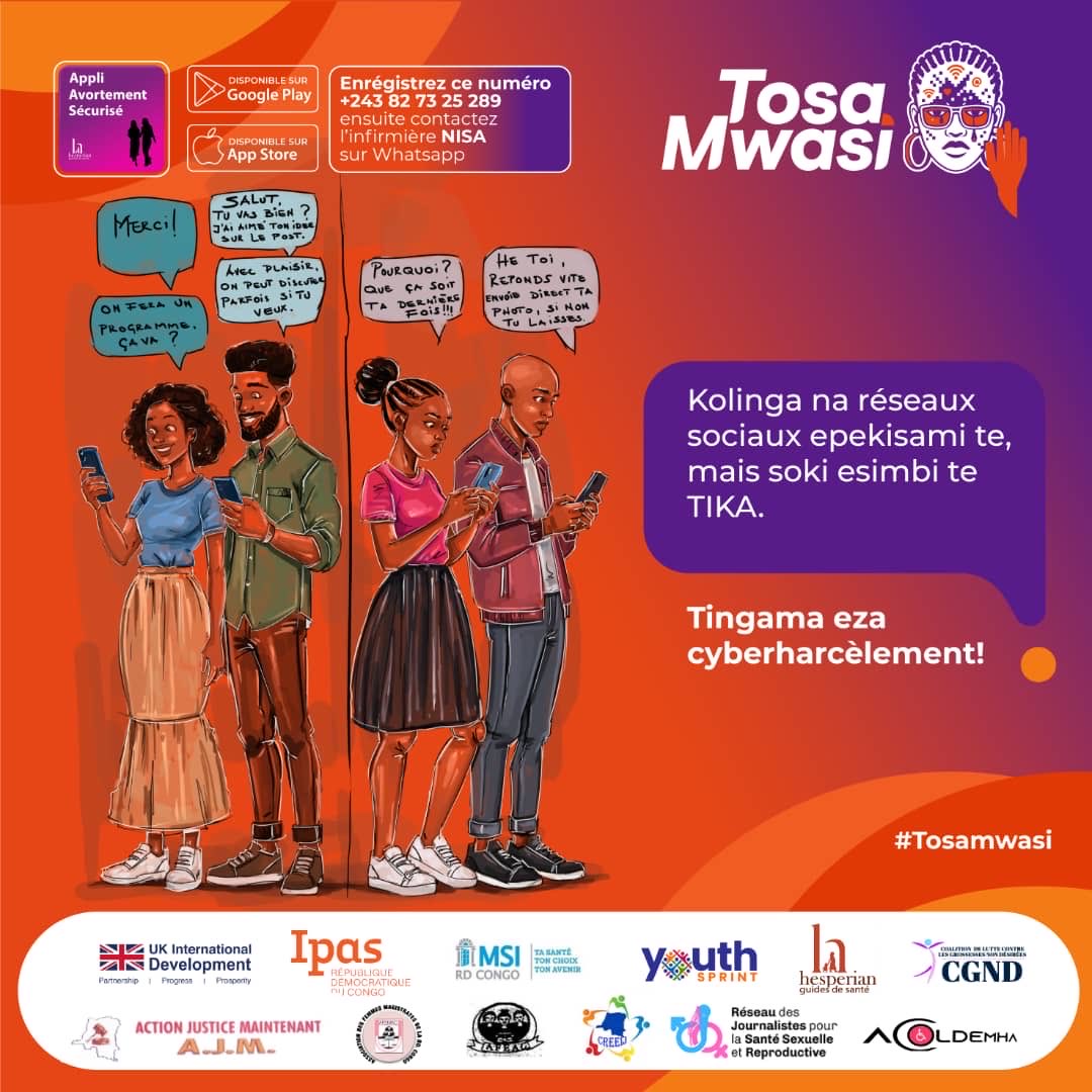 hesperianappli's tweet image. #TOSAMWASI

Une femme n’est pas obligée d’accepter une avance en ligne.

Insister alors qu&apos;elle ne veut pas est un cyberharcèlement, condamné par le code numérique en RDC . 

Pour connaître les formes des VBG et les dénoncer, cliquez sur wa.me/243827325289.