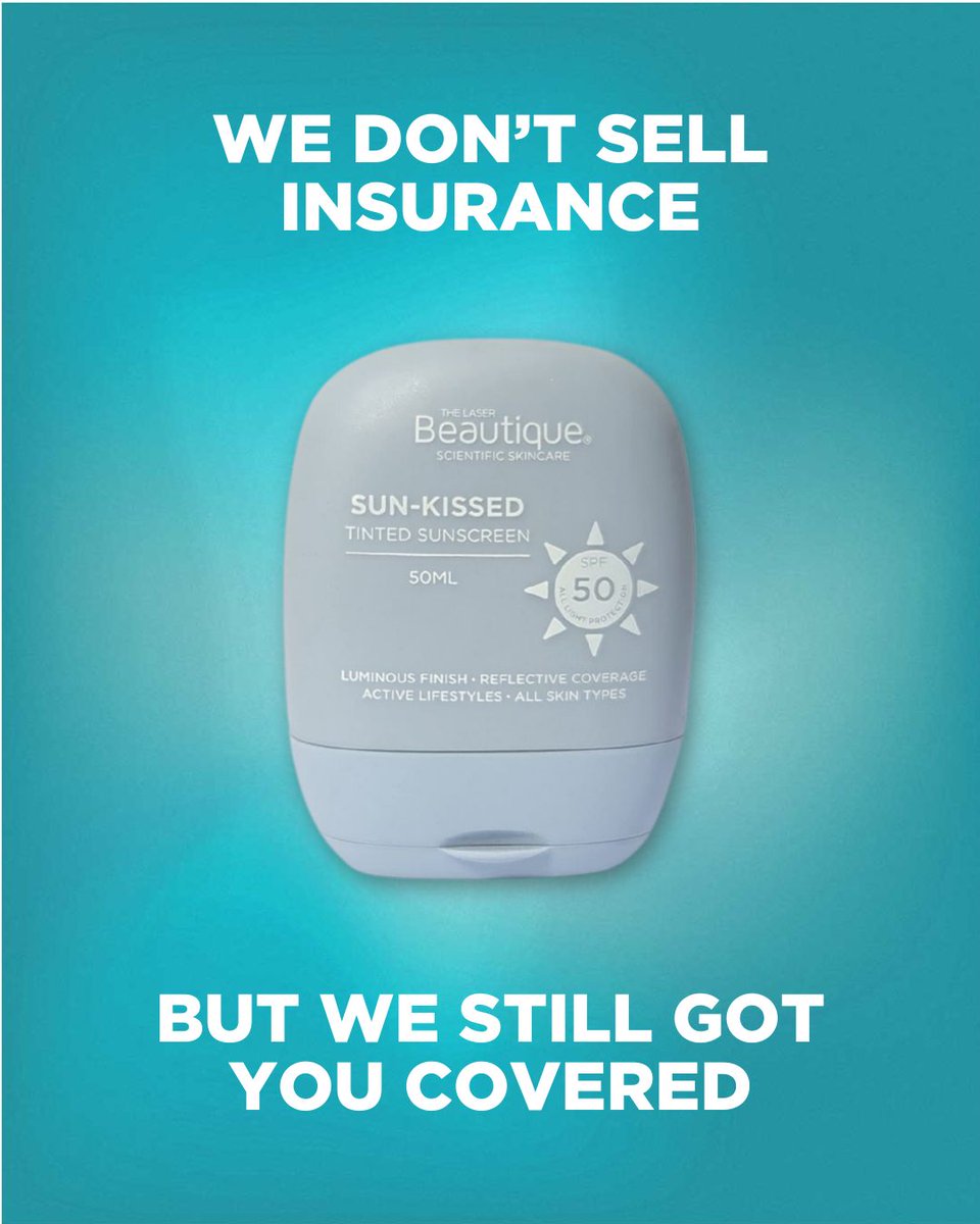 LaserBeautique's tweet photo. We don’t sell insurance... but when it comes to your skin, we have you covered 😉 Say hello to our Award Winning Sun-Kissed Tinted SPF, your daily shield against sun damage &amp; premature ageing. Sun-Kissed Tinted SPF is your skin’s safest investment 🌞💙
#TintedSPF #SunProtection https://t.co/LHTYTZ08Vm