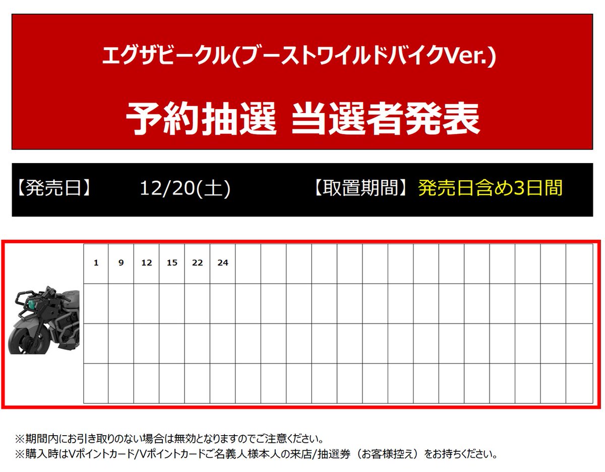 トロモ様 ご購入予定品 12/20㈯発売のプラモデルの 当選者様分のお取り置きは 12/20㈯～12/22