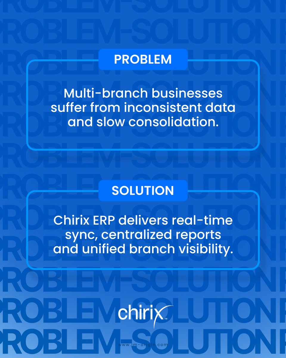jmorigin_ltd's tweet image. Unify every branch with Chirix ERP!

Get real-time sync, centralized reporting and full business visibility for faster decisions.

book a free demo!

📞 +91 9786533814 | 📧 sales@jm-origin.com | 🌐 jm-origin.com
#chirixerp #businessautomation  #problemsolution