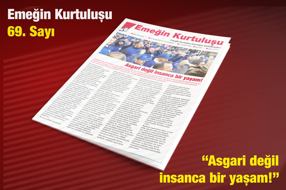 Gazetemizin 69. sayısı "Asgari değil insanca bir yaşam!" manşeti ile çıktı 👇
emeginkurtulusu.net/2025/12/02/asg…