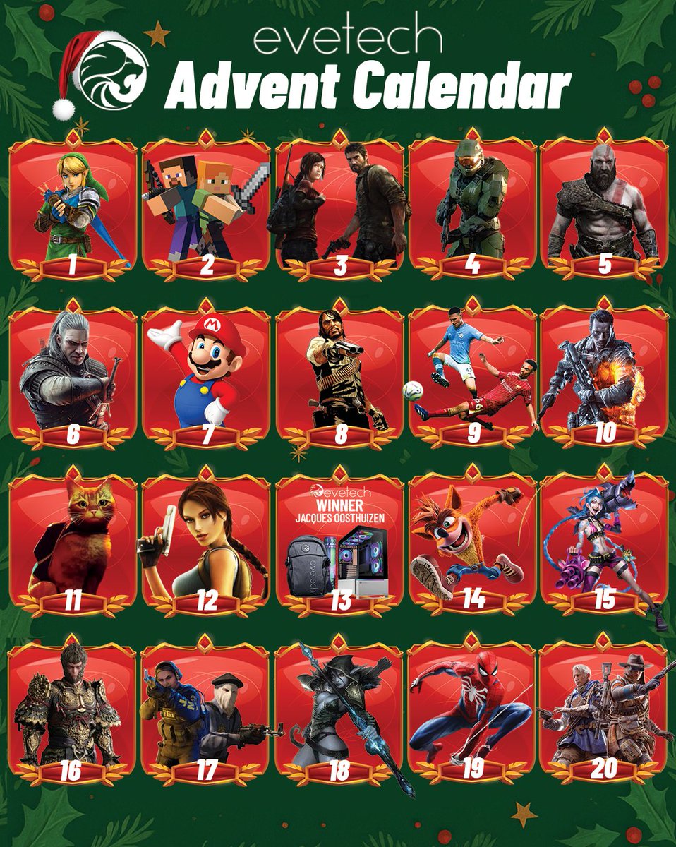 🎄 20 DAYS • 20 GIVEAWAYS • 2025 - Congratulations to Jacques Oosthuizen - lucky winner of BOX 13 - They have won a evetech Reeve ARGB Mid-Tower Gaming Case, Flux Backpack and a Lumina Gaming Mousepad!

Day 2 : “Your next big win might be hiding in the next box you choose.”