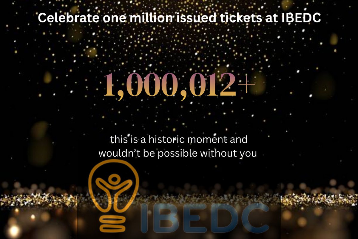 Big Win! The IBEDC platform we built just crossed 1,000,000+ tickets. On to the next million!
