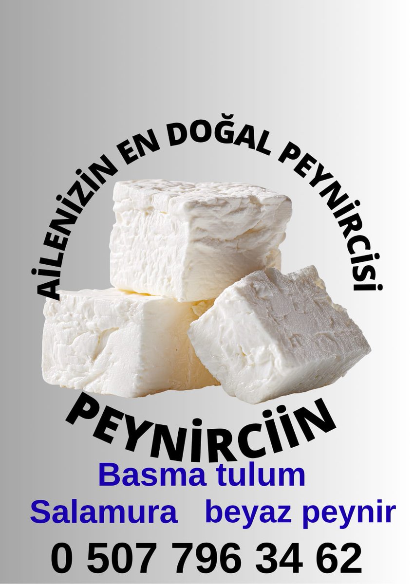 ⚡ Tam yağlı şirden mayalı salamura beyaz peynir 
⚡Tam yağlı basma tulum peyniri. 
📢Peynirlerimiz tamamen doğal kendi üretimdir. 
Türkiye'nin her yerine anlaşmalı kargo ile gönderim ...