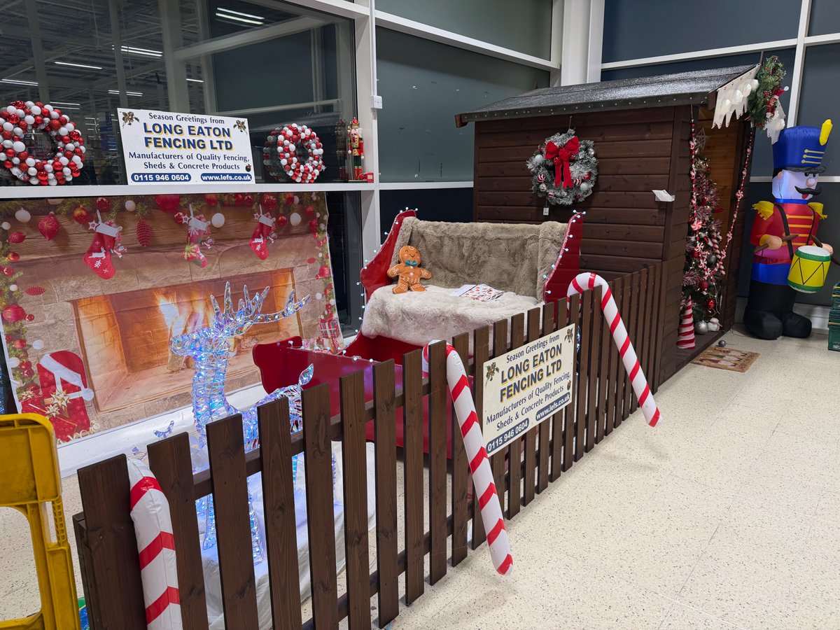lefencing's tweet image. It's that time of year again when we take Santa's Hut and Sleigh to Tesco Extra in Long Eaton. For all your fencing, sheds and gates please visit lefs.co.uk or phone our sales office on 0115 946 0604 and we will be happy to help.